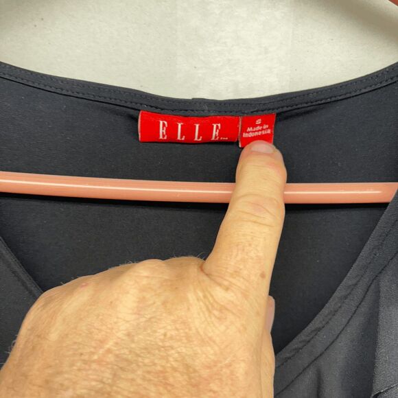 Elle Size Small Chest Ruffle LIttle Black Dress Midi Length Very Good Condition - Picture 4 of 4